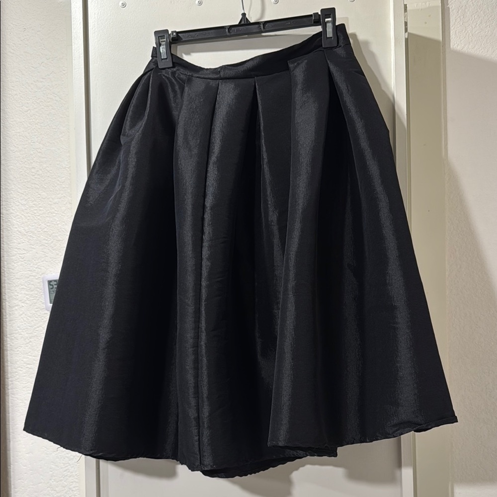 Black Knee-Length A-Line Pleated Skirt